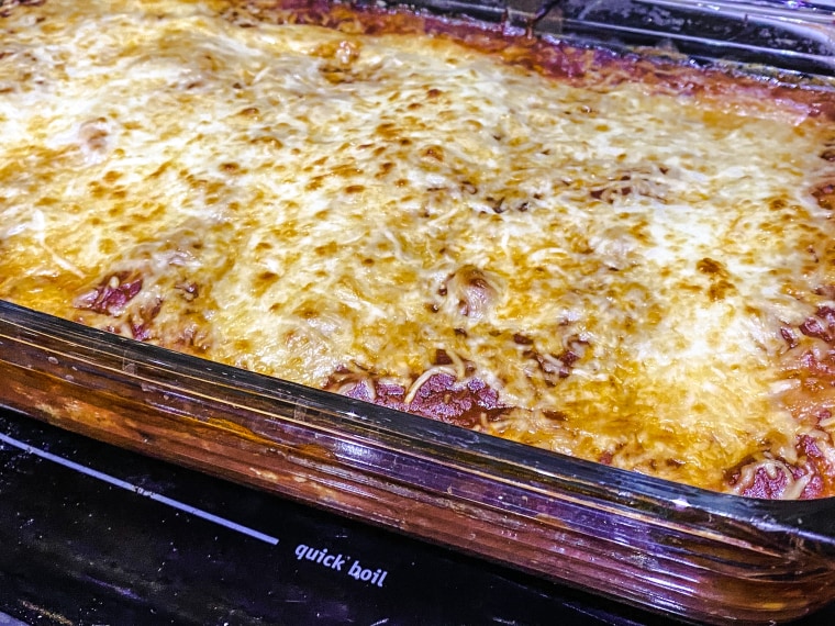 My manicotti, fresh from the oven.