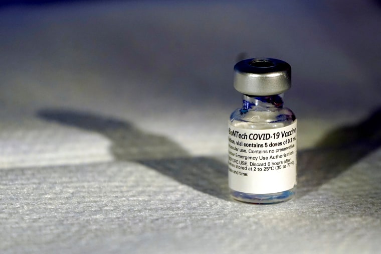 Image: A vial of Pfizer?EUR(TM)s COVID-19 vaccine that receive emergency use authorization is seen at George Washington University Hospital, in Washington