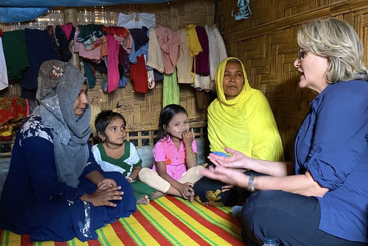 NBC News correspondent Cynthia McFadden interviews Merula and her grandchildren inside their small shelter in the Kutapalong camp in Cox's Bazar, Bangladesh. Merula tells us she and her grandchildren fled Myanmar in 2017 after the military burned their village to the ground.