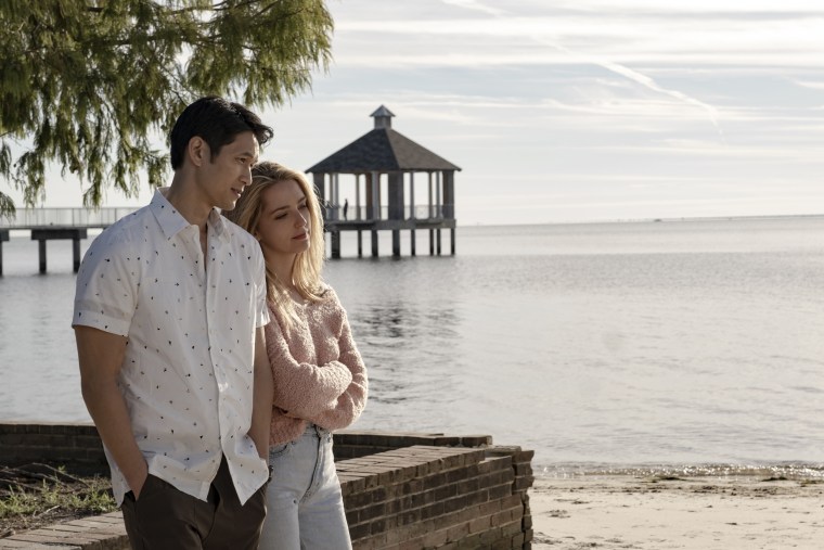 Harry Shum Jr. as Solomon "Sol" Chau and Jessica Rothe as Jenn Carter in "All My Life."