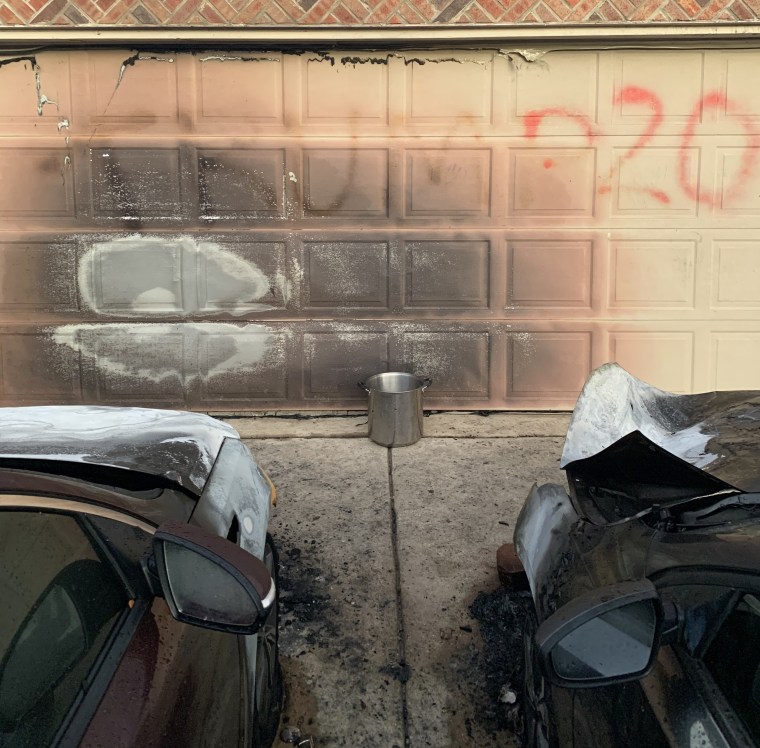 Police are investigating after two cars were set on fire and a garage door was spray-painted at the home of a Black family in Little Elm, Texas.