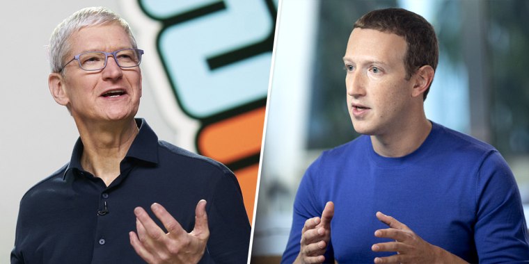 Apple CEO Tim Cook and Facebook CEO Mark Zuckerberg.