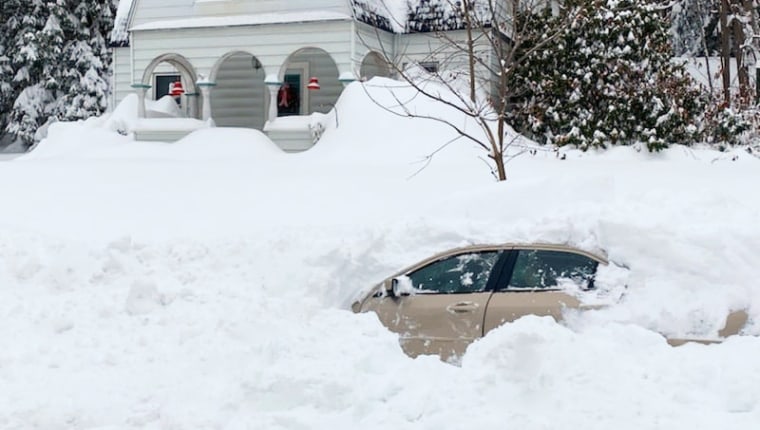 A man was trapped in his vehicle for more than 10 hours in Owego, N.Y., after his car was covered with close to four feet of snow by a snowplow.