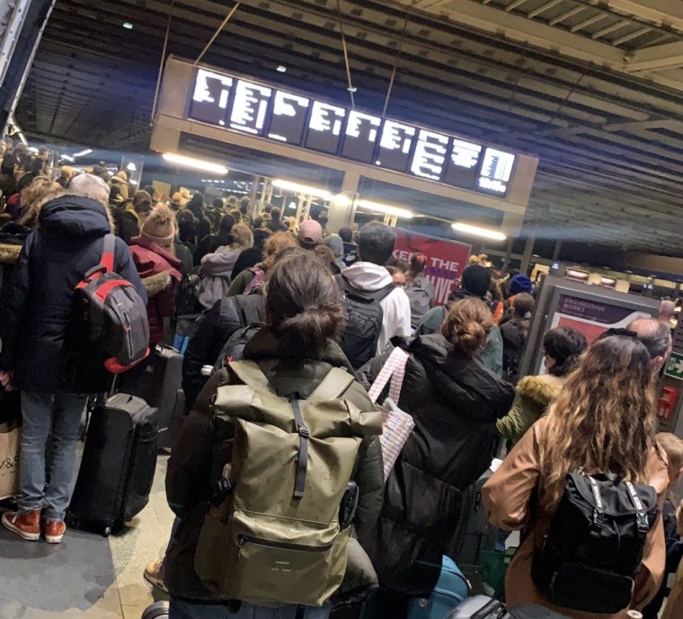 Trains were packed at St. Pancras station in London on Saturday after new Covid-19 restrictions were announced.