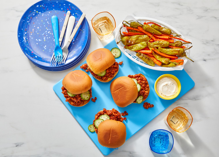 Blue Apron's Tempo Turkey Sloppy Joes with shishito peppers and carrot fries, available the week of Dec. 21.