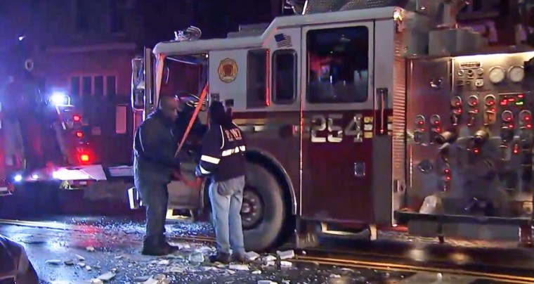 A fire truck crashed into a children's clothing store in the Brooklyn borough of New York on Dec. 20, 2020.