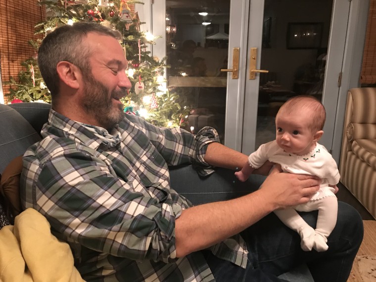 Baby Mary Clyde with her dad, Mike Hogan.