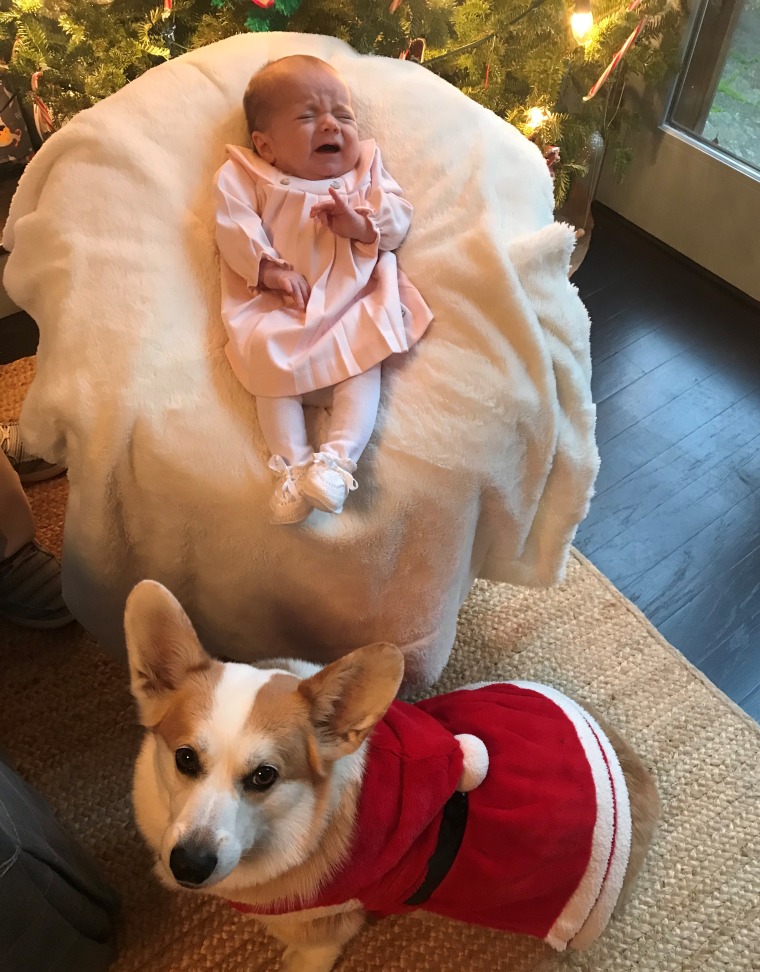 Baby Mary Clyde with her dog, Bobby Sneakers.