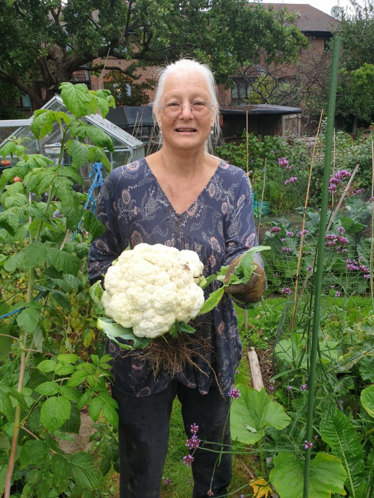 Image: Karen Peck on her allotment in west London.