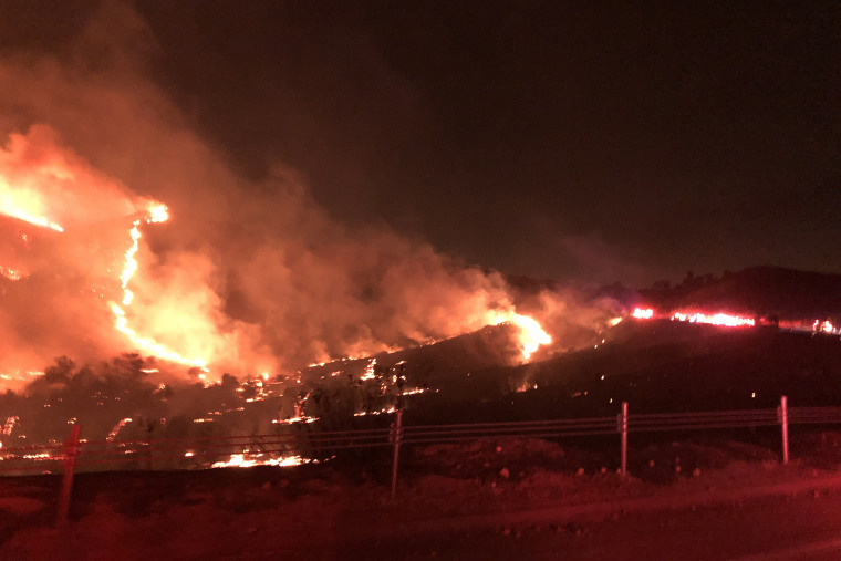 A wildfire in northern San Diego County, Calif., on Dec. 24 triggered evacuation orders. 