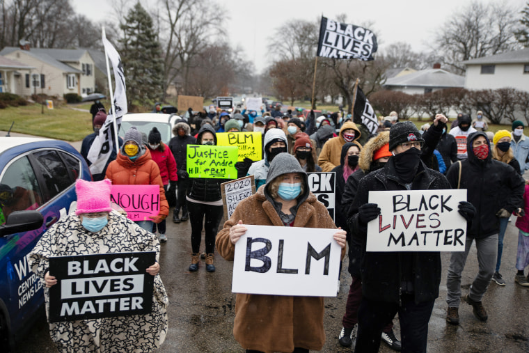 Image: Protesters gather after the killing of Andre Maurice Hill in Columbus, Ohio