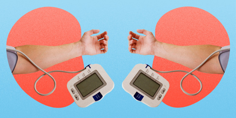 Photo illustration of blood pressure monitor. Difference in blood pressure between arms linked to greater risk of death?