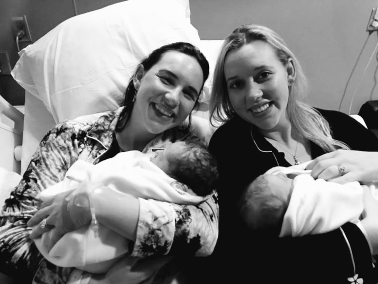 Sisters Ashley Carruth and Brittany Schille gave birth to sons 90 minutes apart.