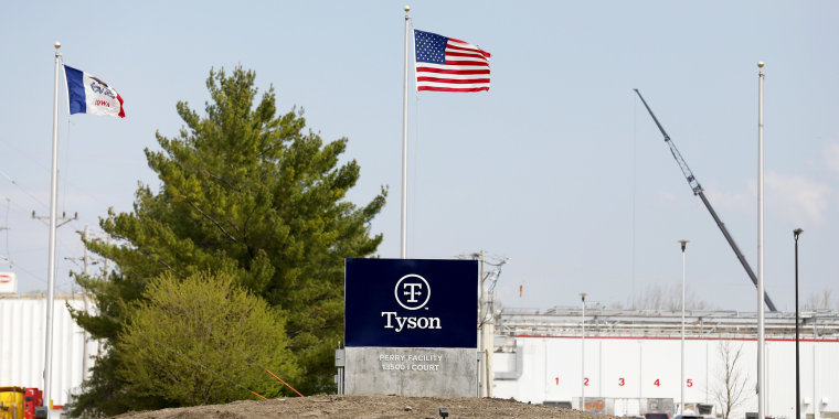 The Tyson Foods pork plant is seen, Wednesday, April 22, 2020, in Perry, Iowa
