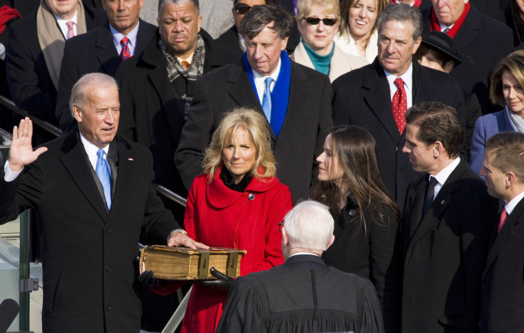 Joseph R. Biden and his family at the inauguration of Barack Obama and Joseph R. Biden