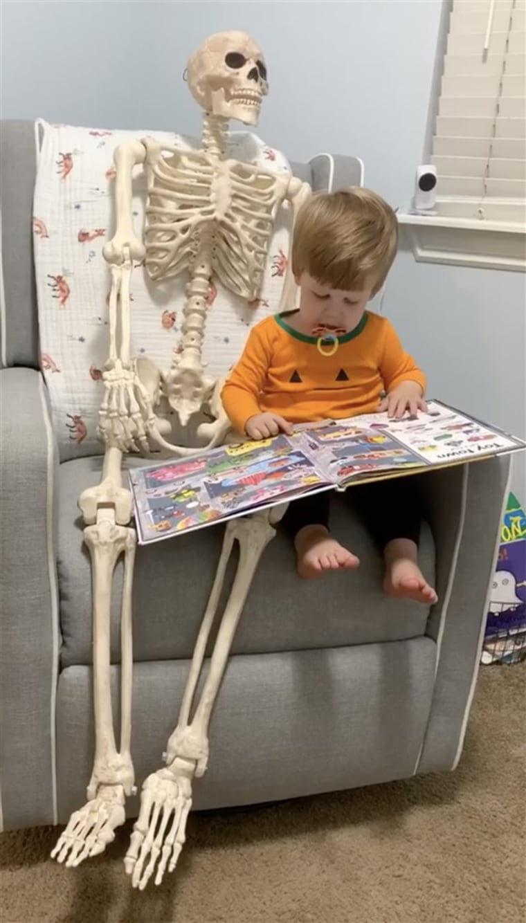 Benny the skeleton spends his nights propped up in a chair in 2-year-old Theo's bedroom. It scares his parents, but Theo worries when he can't find his buddy in the middle of the night.