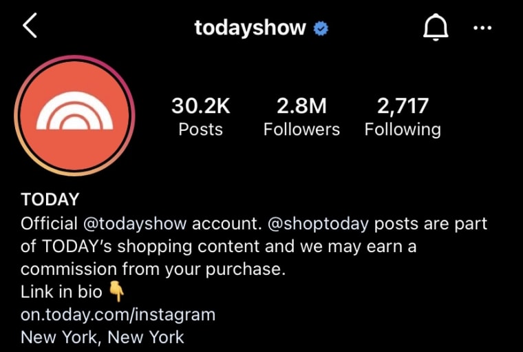 @todayshow instagram bio