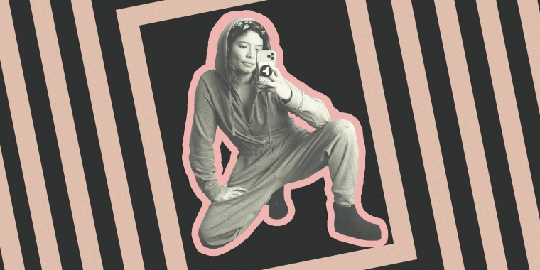 Collage of woman wearing jumpsuit