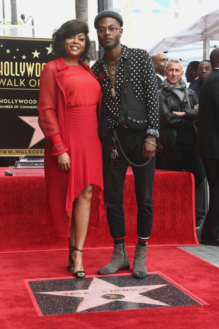 Taraji P. Henson and son Marcell Johnson at her Hollywood Walk Of Fame star ceremony