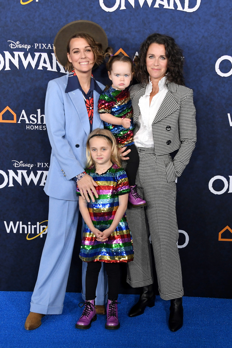 Singer Brandi Carlile with wife Catherine Shepherd and their daughters, Evangeline and Elijah