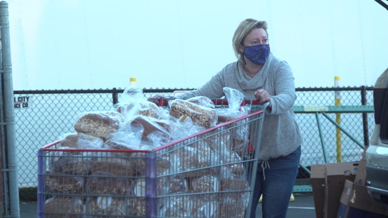 Loaves of bread are delivered to Hopelink, a local food bank, by the carful. 