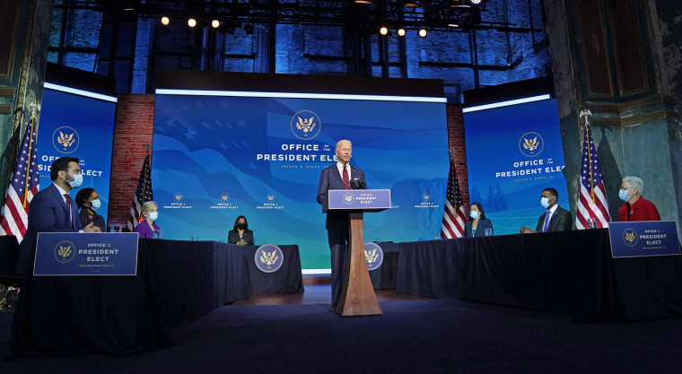 President-elect Joe Biden introduces key Cabinet nominees and members of his climate team in Wilmington, Del., on Dec. 19, 2020.