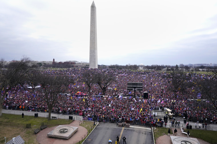 Image: Supporters rally for President Donald Trump near the Washington Monument on Jan. 6, 2021.