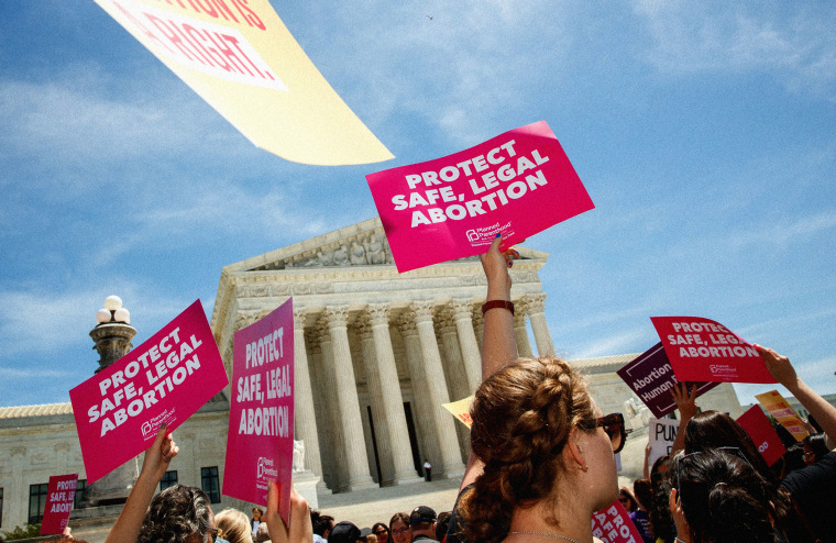 Image: Abortion rights activists gather outside of the Supreme Court on May 21, 2019.