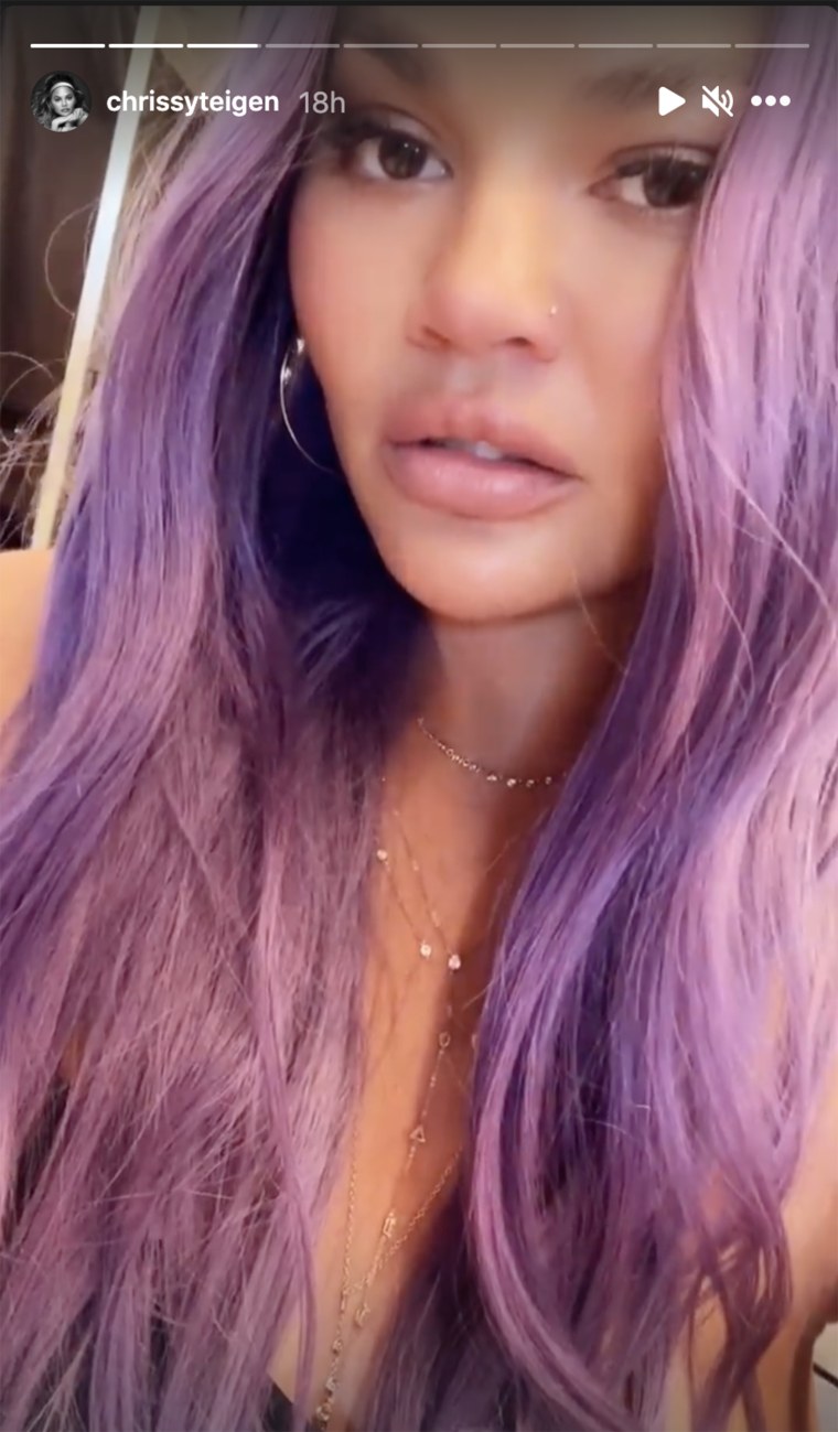 Teigen debuted her new lavender locks on Instagram over the weekend.