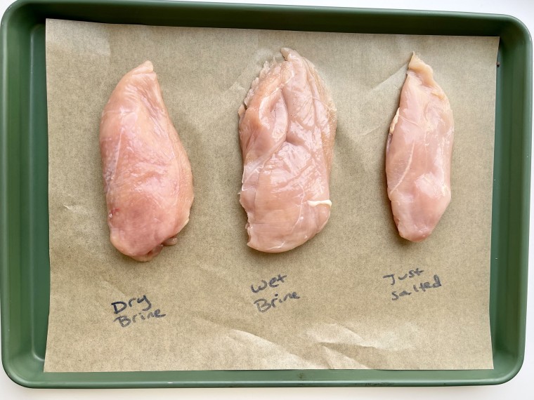 The wet-brining method yielded the juiciest chicken breasts.