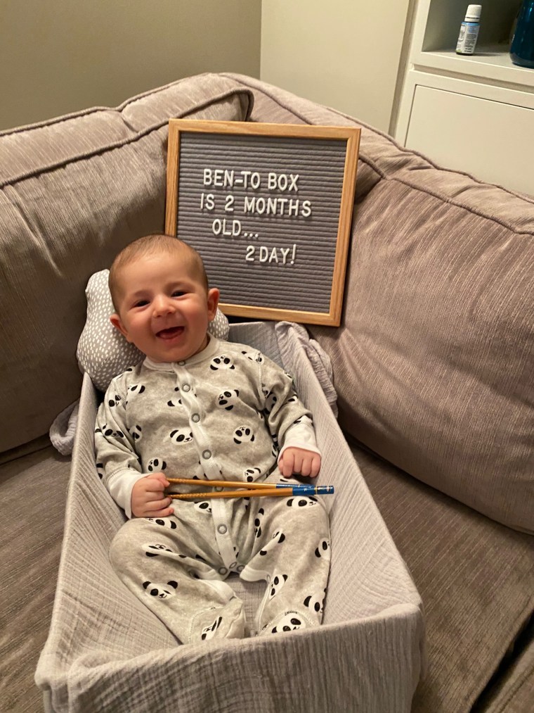 Baby Ben Schwartz was photographed as a baby bento box at 2 months old.