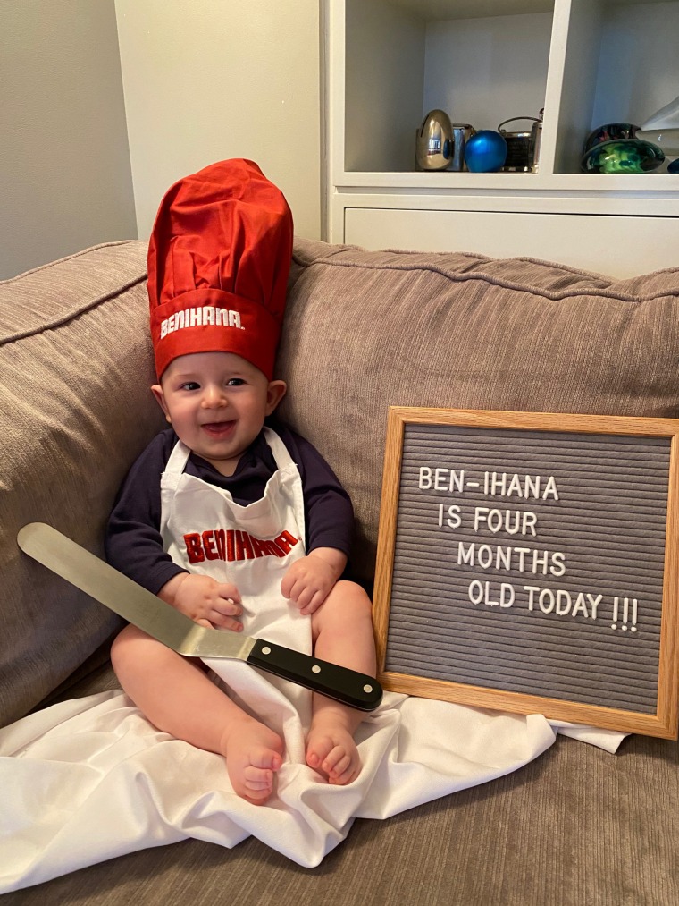 Baby Ben Schwartz was photographed as baby Benihana at 4 months old.