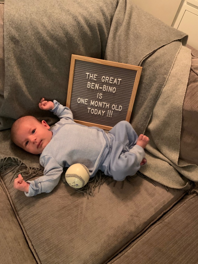 Baby Ben Schwartz was photographed as Babe Ruth at 1 month old.