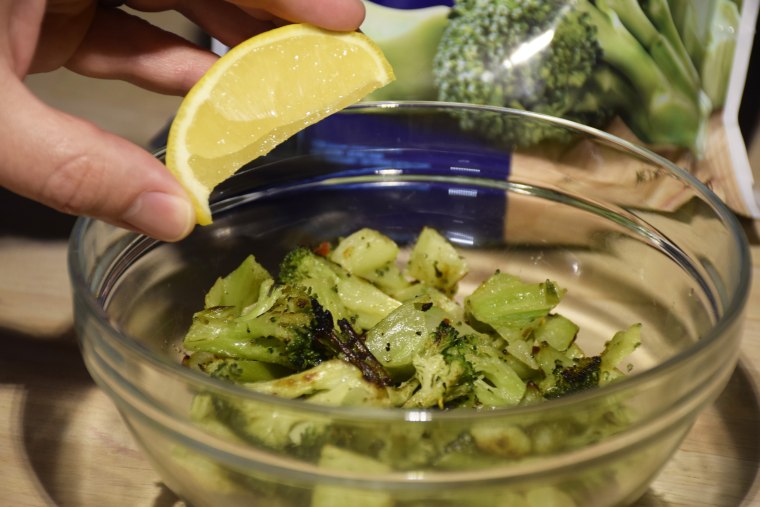 Give your roasted broccoli a squeeze of lemon to help brighten up the flavor.