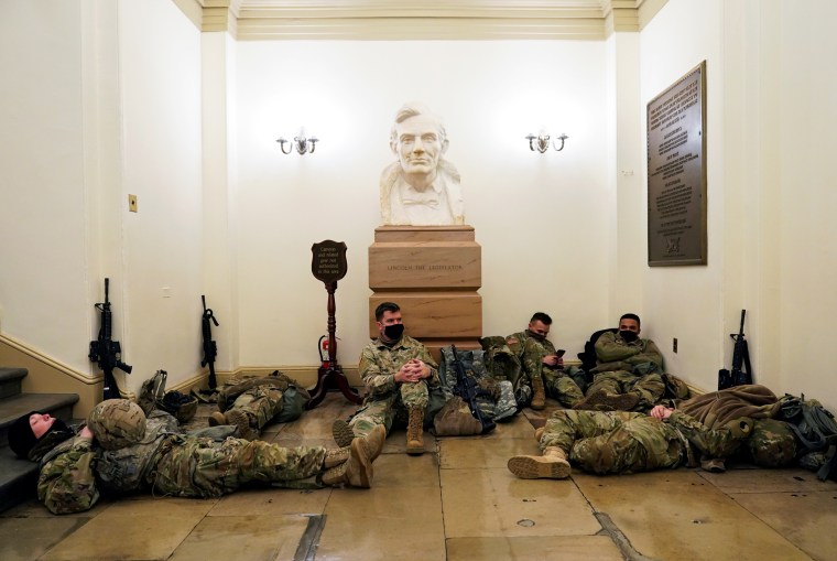 Image: National Guard members gather at the U.S. Capitol in Washington