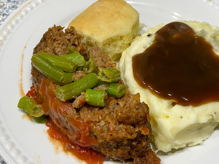 I served my meatloaf with mashed potatoes and rolls.