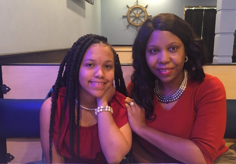 Arthia Nixon and her daughter, Alejandra "Allie" Stack, wearing pearls to dinner.
