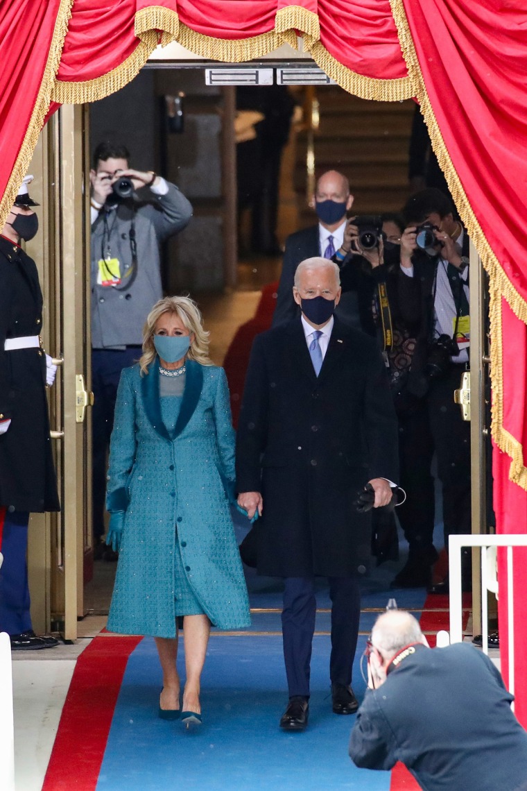 Jill Biden looks radiant in blue as she arrives at the coronation