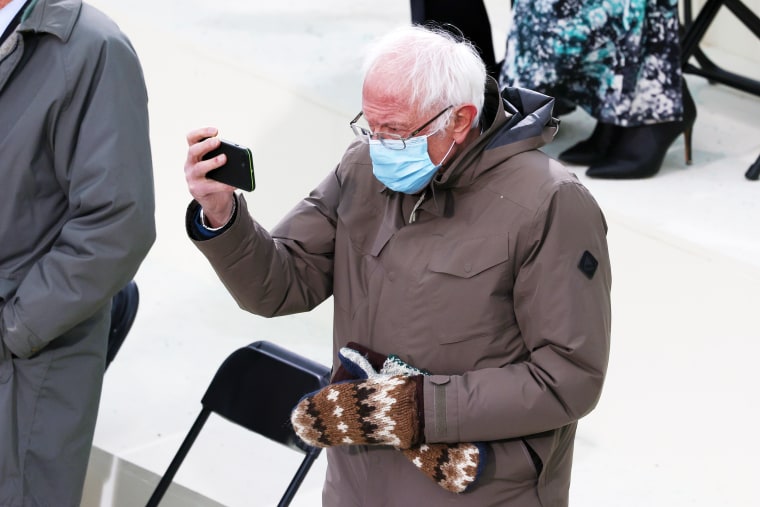 Sen. Bernie Sanders (I-VT) arrives at the inauguration of U.S. President-elect Joe Biden on the West Front of the U.S. Capitol on January 20.