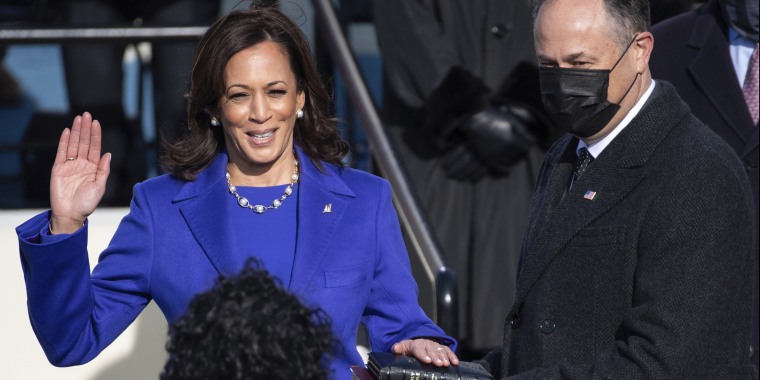Kamala Harris is sworn in as the 49th US Vice President by Supreme Court Justice Sonia Sotomayor