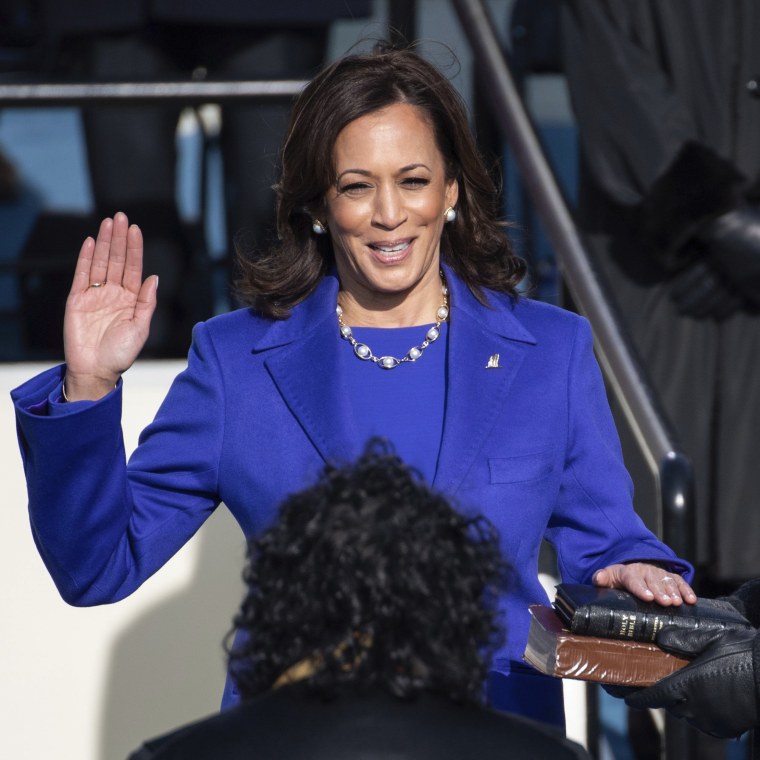 Kamala Harris is sworn in as the 49th US Vice President by Supreme Court Justice Sonia Sotomayor