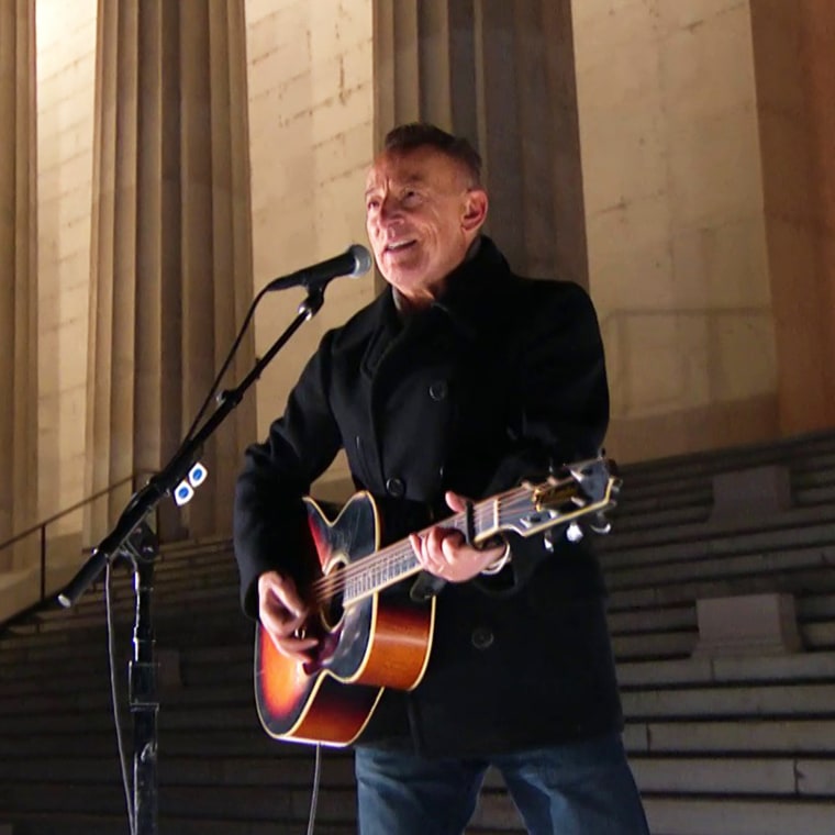 The rock star performed at the Lincoln Memorial for the inauguration celebration on Jan. 20.