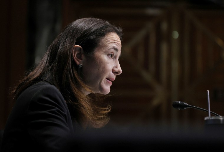 Image: Avril Haines s during her confirmation hearing in Washington