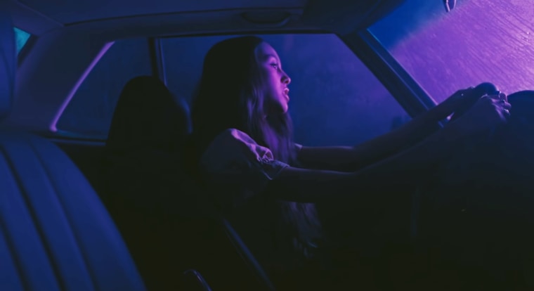 Olivia Rodrigo in the music video for "drivers license."