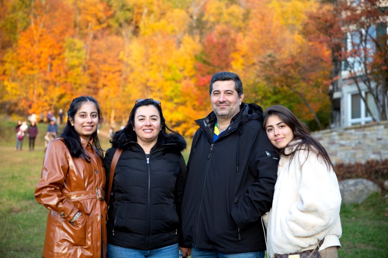 Haya Bitar, left, with her family in Canada.