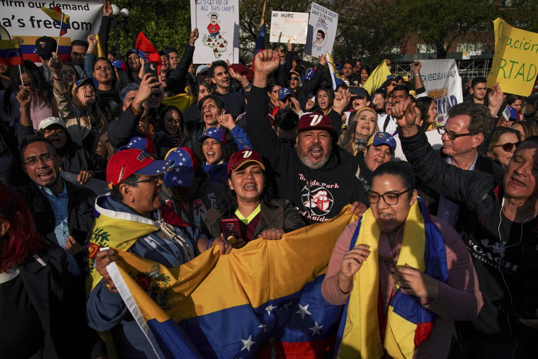 Demonstrators Rally In New York City In Support Of Venezuelan Coup Attempt