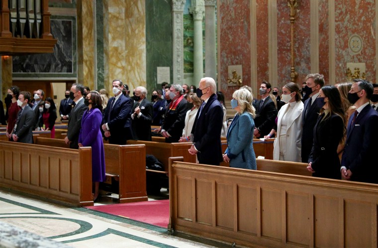 Image: President-elect Joe Biden attends a church service before his presidential inauguration, at St. Matthews Catholic Church in Washington