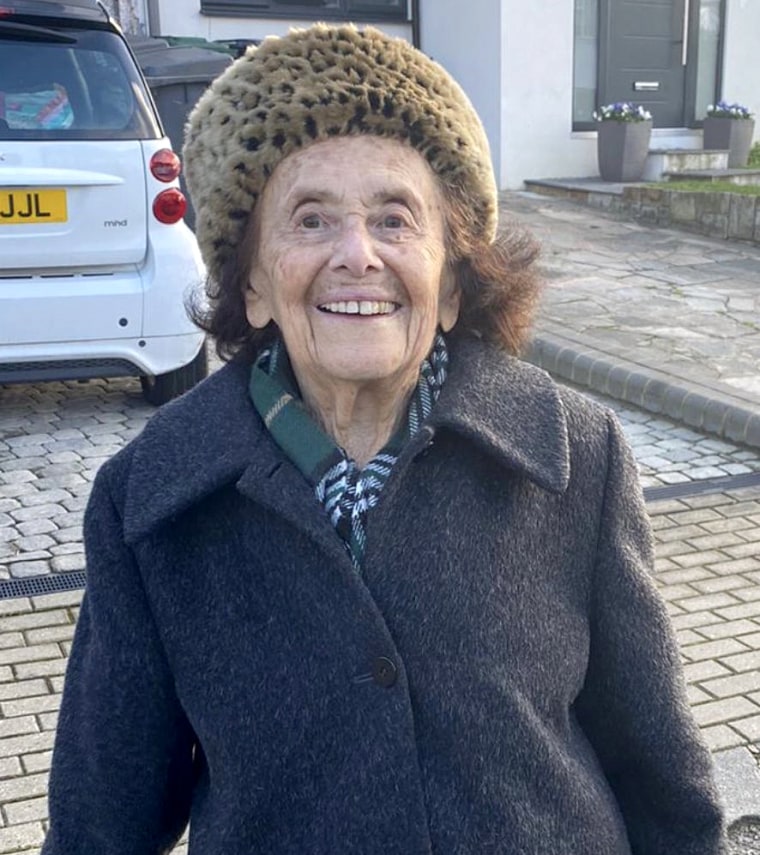 97 year old Lily Ebert takes her first walk in a month after recovering from Covid-19.