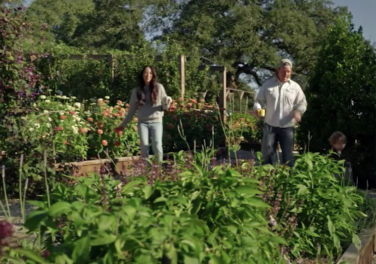 Chip and Joanna Gaines gather chicken eggs with son Crew