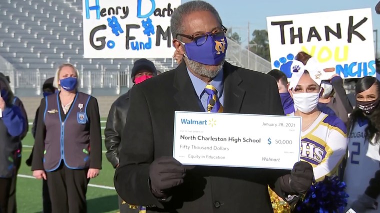 Darby was blown away when Walmart gave his school a check for $50,000.